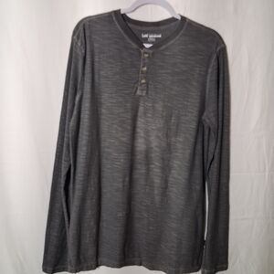 Lee Men’s Gray Henley Shirt Long Sleeve Soft Lightweight Button Neck Top Size S